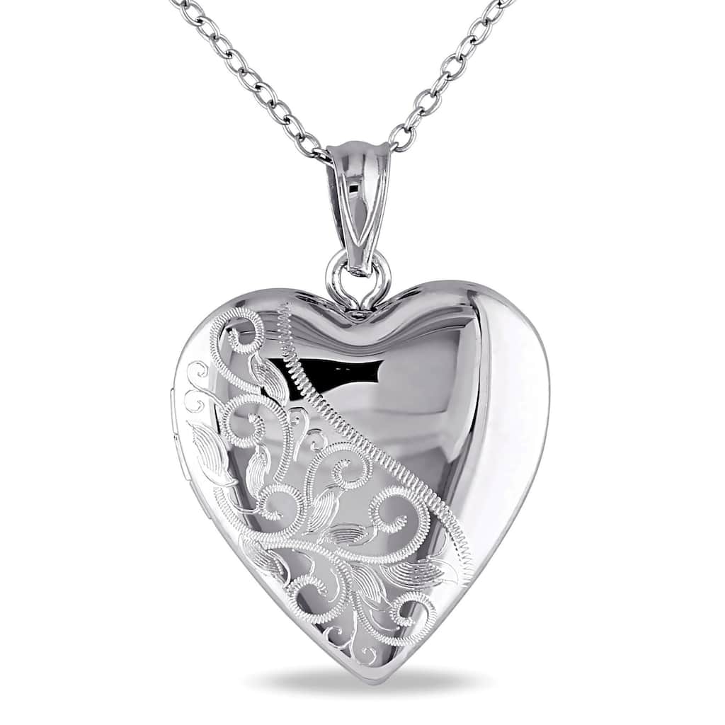 Miadora Sterling Silver Heart Locket Necklace