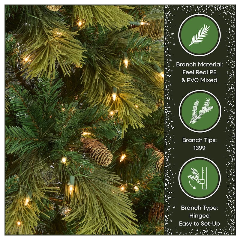 National Tree Company 7.5 ft. Pre-Lit Carolina Pine Christmas Tree - 7.5 Foot
