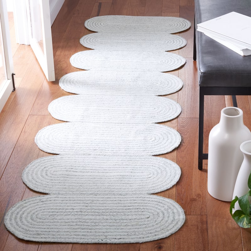 SAFAVIEH Handmade Cape Cod Chanchal Boho Woven Rug - 2'3" x 8' Runner - Grey/Ivory