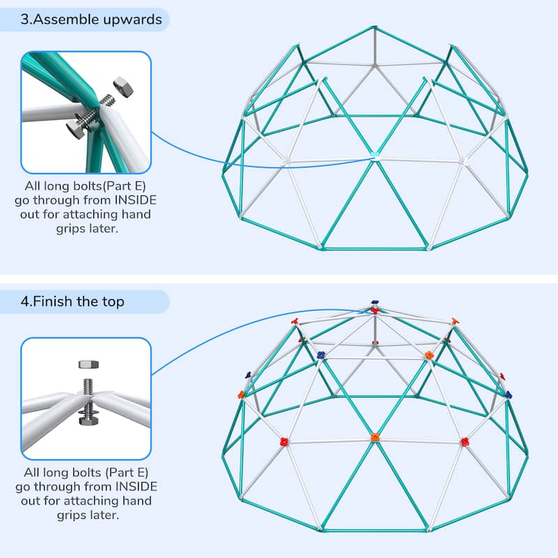 Climbing Dome with Climbing Cargo Net, 10 ft Dome Jungle Gym with Hammock for Kids Outdoor Playset Backyard - 10ftx10ft