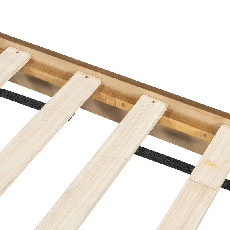 Christopher Knight Home - Modern Upholstered Boucle Bed Frame with Wooden Legs with Wavy Curved Headboard