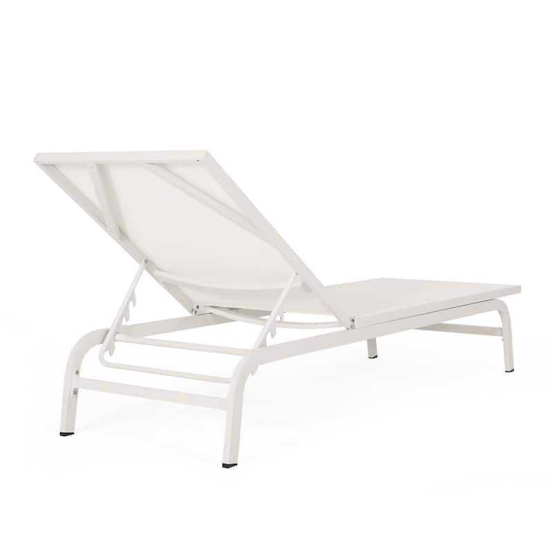 2-Piece Outdoor Aluminum Chaise Lounge Chair Set, Mesh Recliners Adjustable Lounger for Poolside Garden Backyard