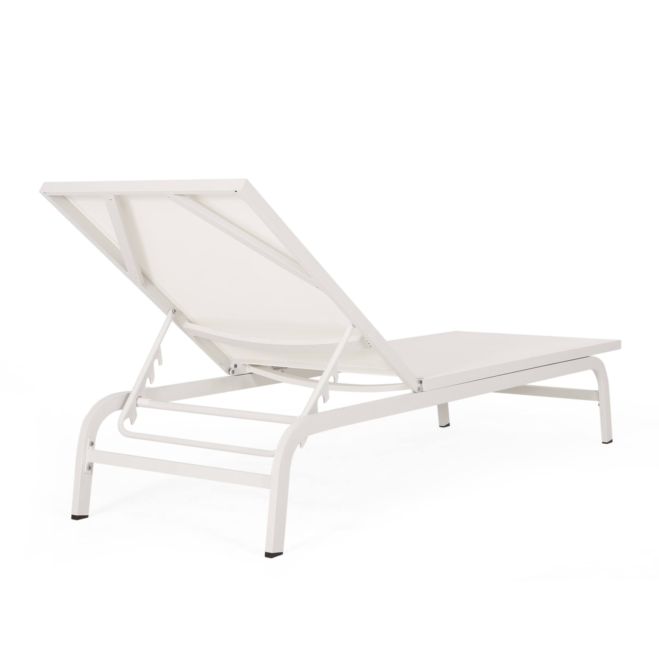 Finn Outdoor Aluminum and Outdoor Mesh Outdoor Chaise Lounge by