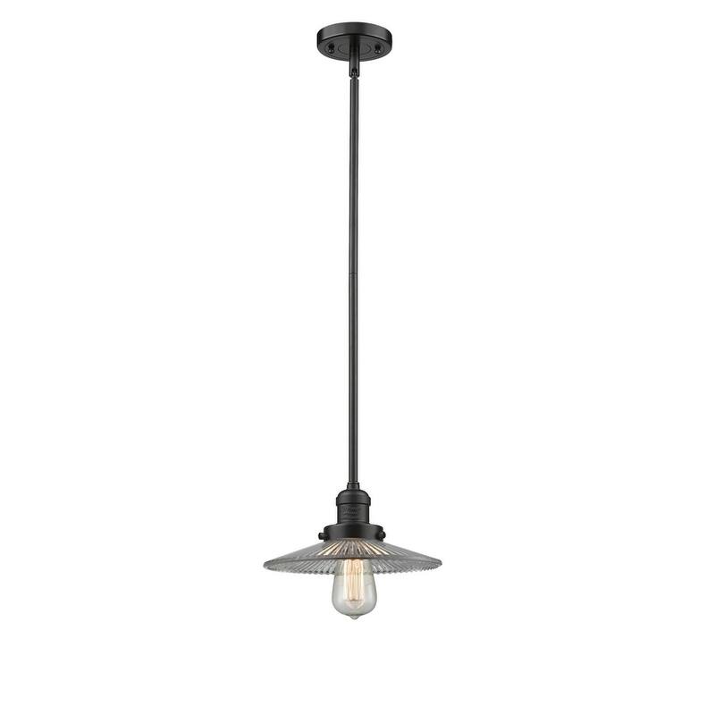 Innovations Lighting Halophane 9" Wide Mini Pendant - Downrod - Oiled Rubbed Bronze / Halophane