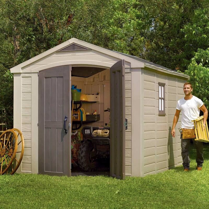 Keter 211203 Factor 8 x 11 All Weather Resistant Outdoor Storage Shed, Taupe - 130.5 x 95.5 x 95.5 inches