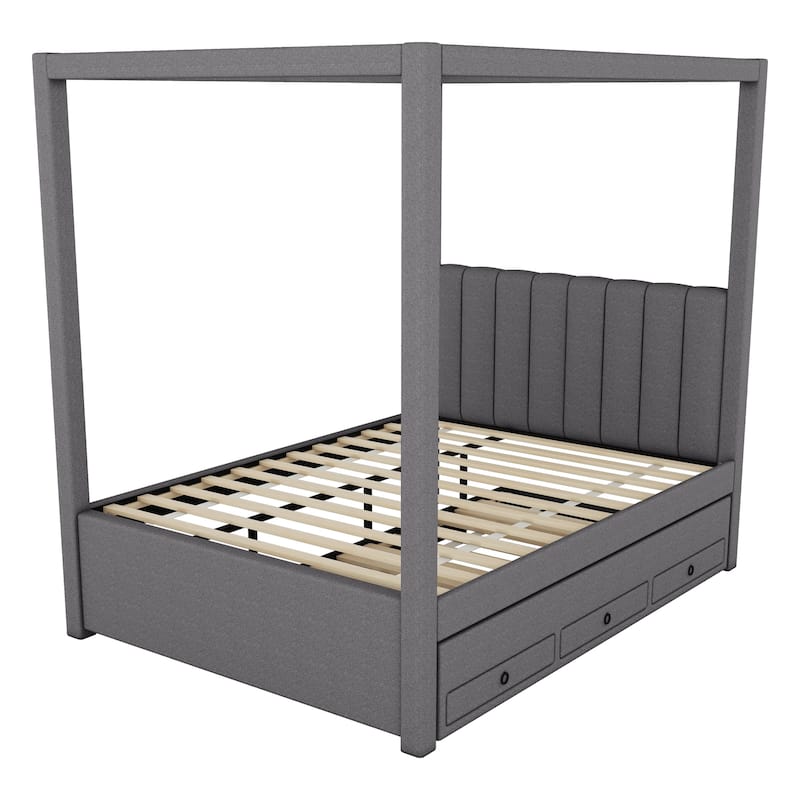 Canopy Bed with Trundle and 3 Storage Drawers
