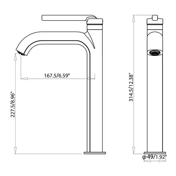 dimension image slide 0 of 3, 9-12" H Solid Brass Single Handle Bathroom Sink Faucet