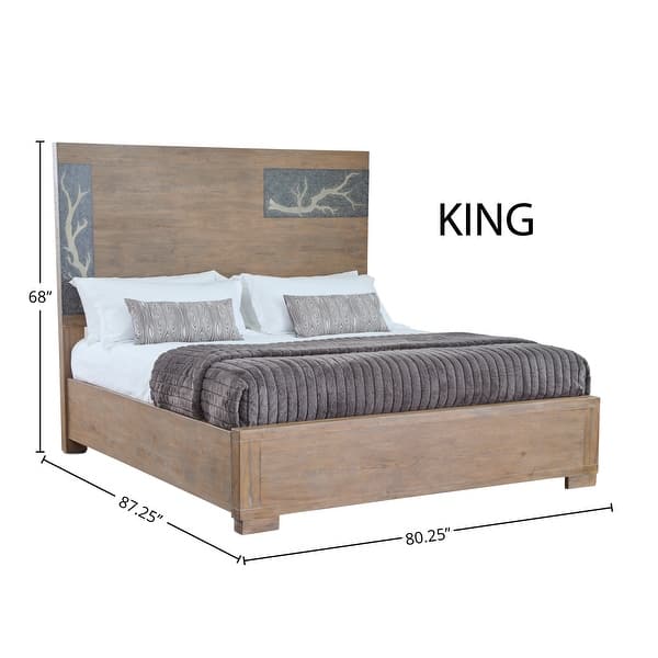 Driftwood Transitional Wooden Bedframe with Inset Panel - Bed Bath ...
