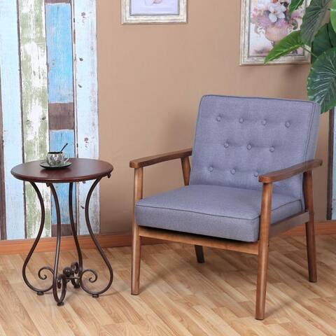 Retro Modern Fabric Upholstered Wooden Accent Chair Arm Club Chair