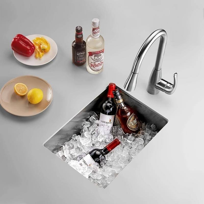 Bar Sink, 17-Inch Undermount Kitchen Sink, 16 Gauge Stainless Steel Single Bowl - Silver