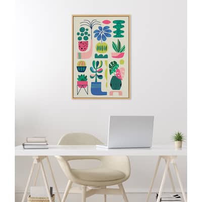 Kate and Laurel Sylvie Houseplants Framed Canvas by Rachel Lee
