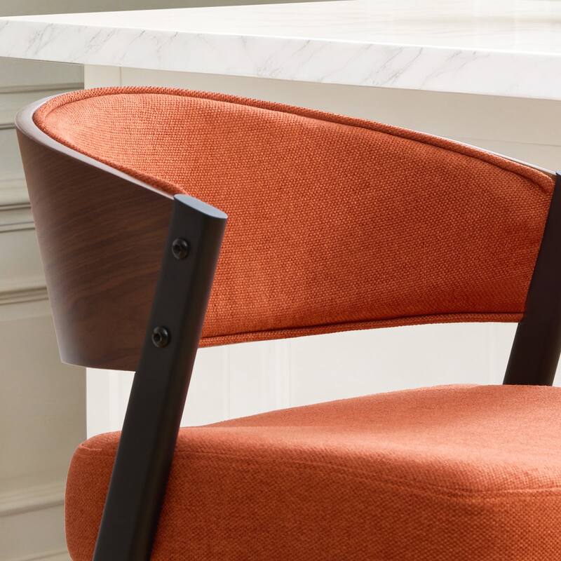 Upholstered Swivel Counter Height Bar Stool with Curved Back and Bentwood Frame - 37.2"H x 19.1"W x 20.5"D