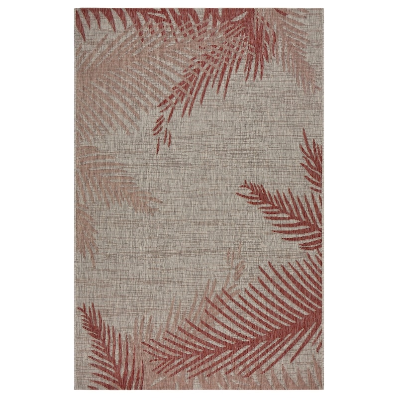 Sevita Touch of Palm Indoor/Outdoor Rug - 7'9" x 9'5" - Red/Taupe