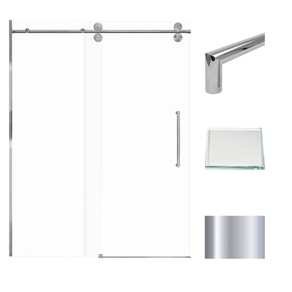 Teegan 59 in. W x 80 in. H Sliding Semi Frameless Shower Door with Fixed Panel with Clear Glass - 56.5-59-in W x 80-in H