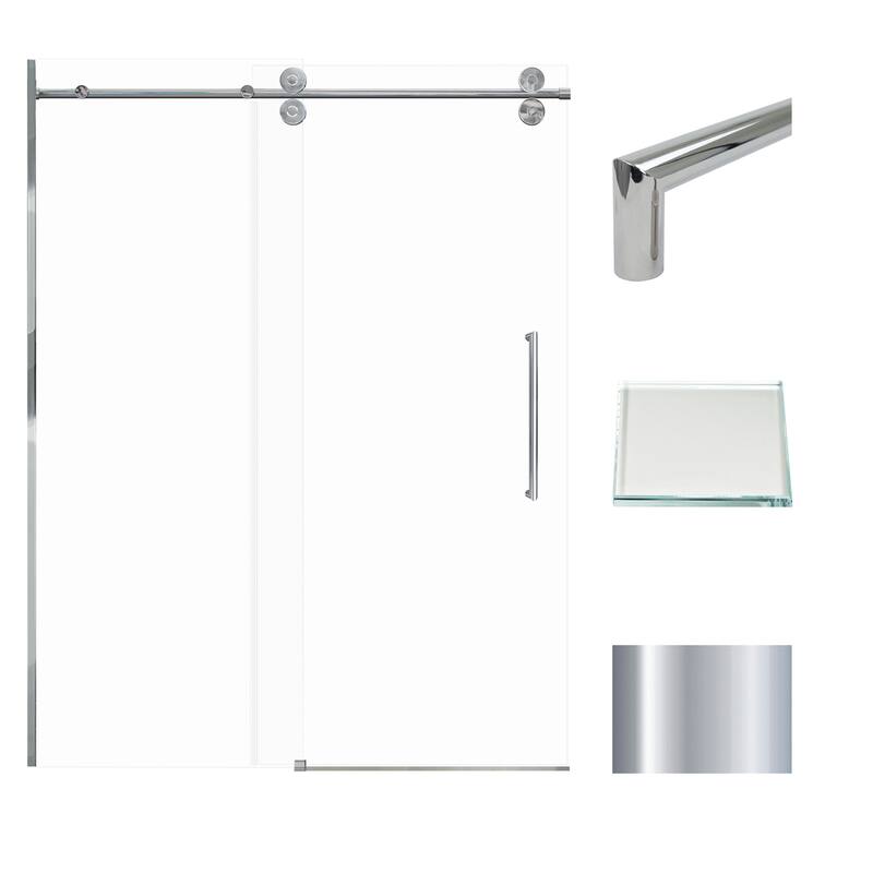 Teegan Plus 59 in. W x 80 in. H Sliding Door with Fixed Panel Semi-Frameless Shower Door with Clear Glass - Polished Chrome