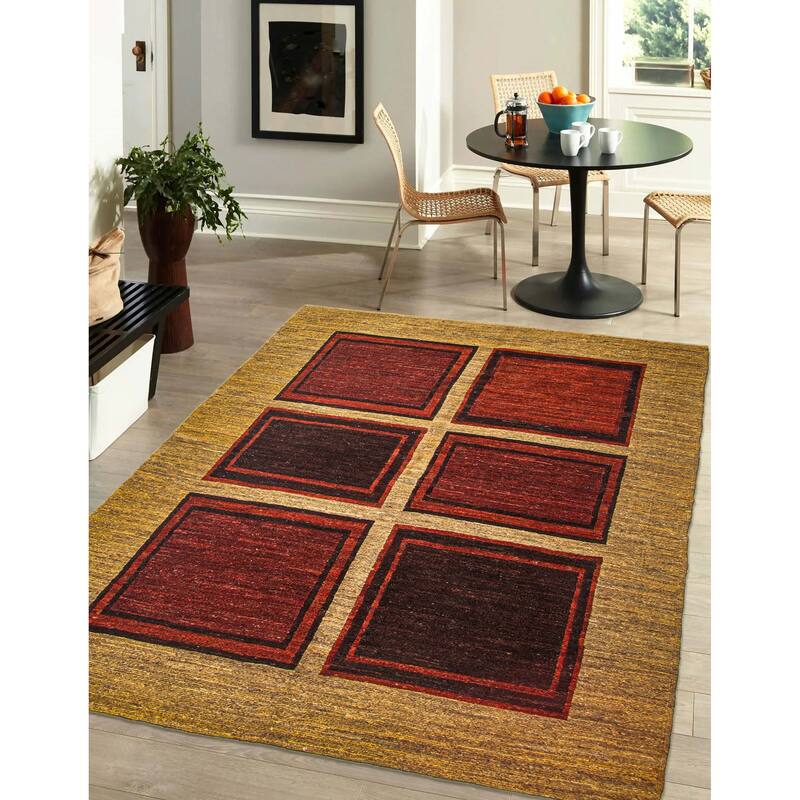 ECARPETGALLERY Flat-Weave Natural Red Wool Tapestry Kilim - 4'10 x 6'5