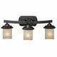 preview thumbnail 1 of 6, Halifax 3-Light 22.5 in. W Black Walnut Rustic Bathroom Vanity Lighting Fixture, Creme Glass Shade, Dimmable, LED Compatible 22.5-in W x 8.75-in H x 8.25-in D - Black Walnut