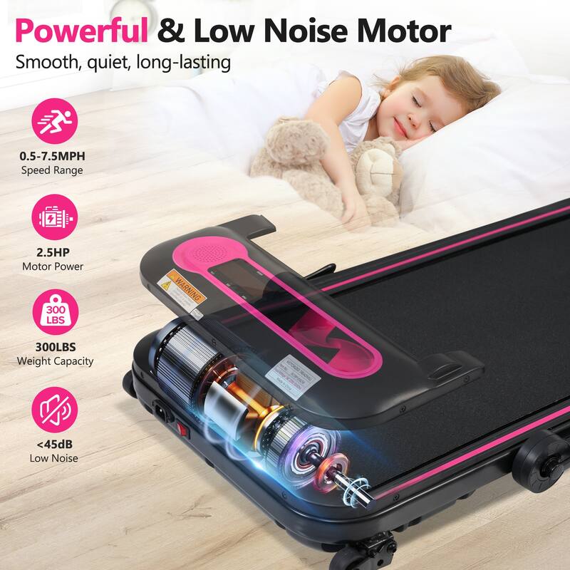 Folding Walking Pad Under Desk Treadmill for Home -2.5HP Walking Treadmill With Incline 0.5-7.5MPH 300LBS Capacity Treadmill