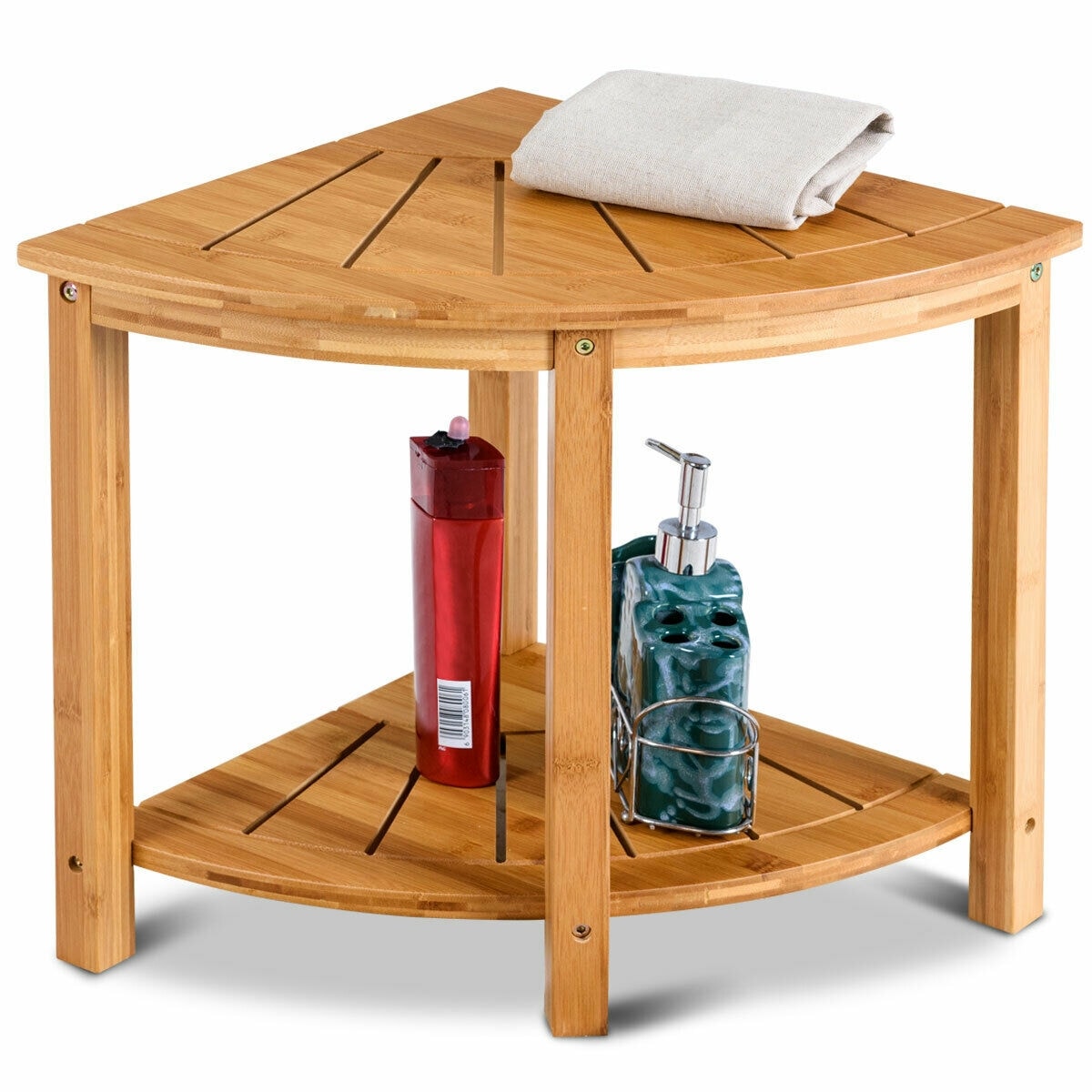 Bamboo corner sales shower stool
