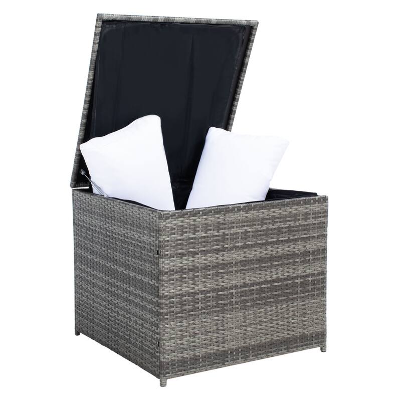 SAFAVIEH Helga Outdoor 4-Piece Conversation Patio Set with Storage - 57"W x 31"D x 26"H