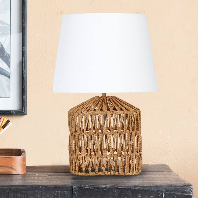 Woven Rope Table Lamp with Empire Shad