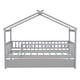 preview thumbnail 5 of 64, Pine Wood House Platform Bed with Trundle, Headboards - Creativity House Shape, Sturdy Build