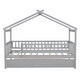 preview thumbnail 18 of 78, Pine Wood House Platform Bed with Trundle and Headboards, Creativity House Shape, Sturdy Construction