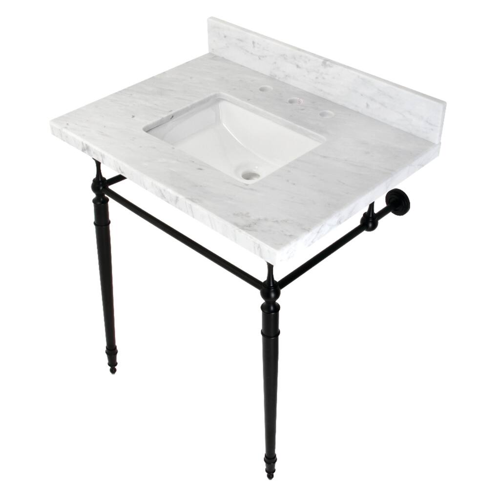 Kingston Brass Edwardian 30" Console Sink with Brass Legs (8-Inch, 3 Hole)