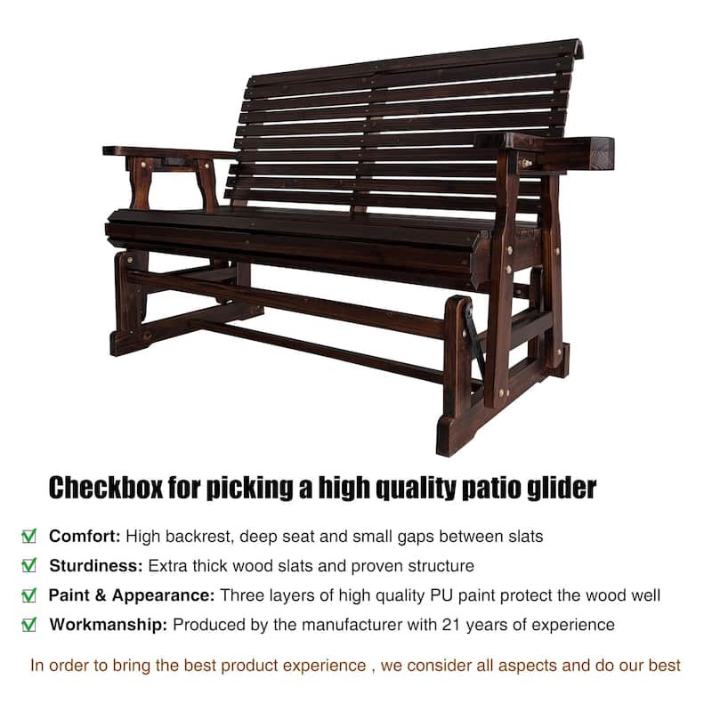 Patio Glider with Cup Holders, High Roll Back and Deep Contoured Seat