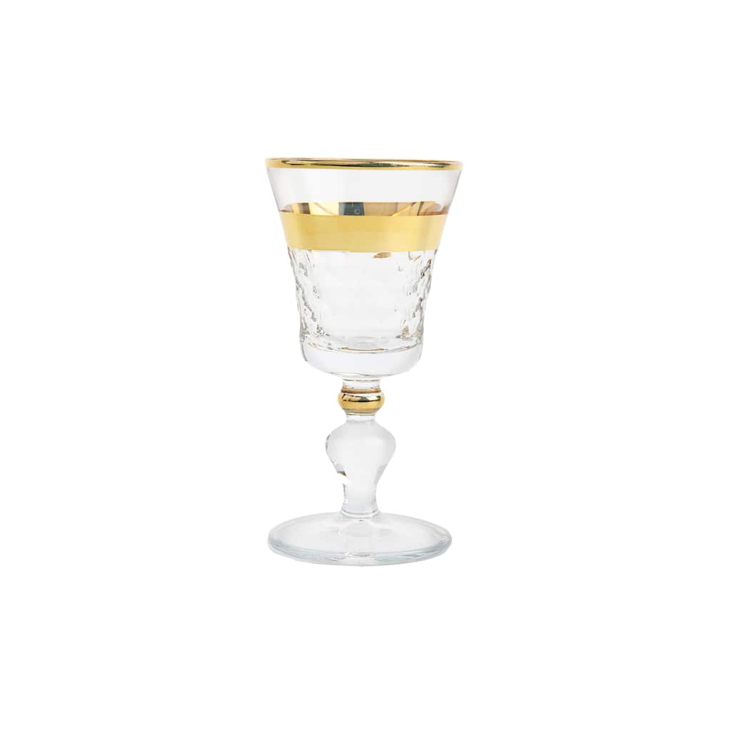 Set of 6 Liquor Glasses with Gold and Crystal Detail