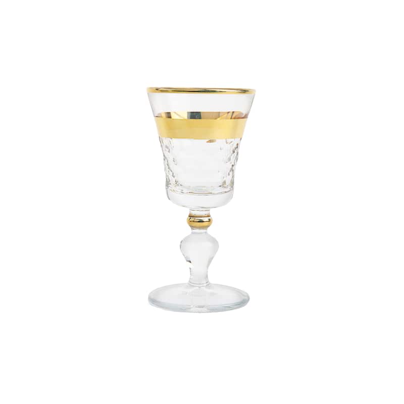 Set of 6 Liquor Glasses with Gold and Crystal Detail