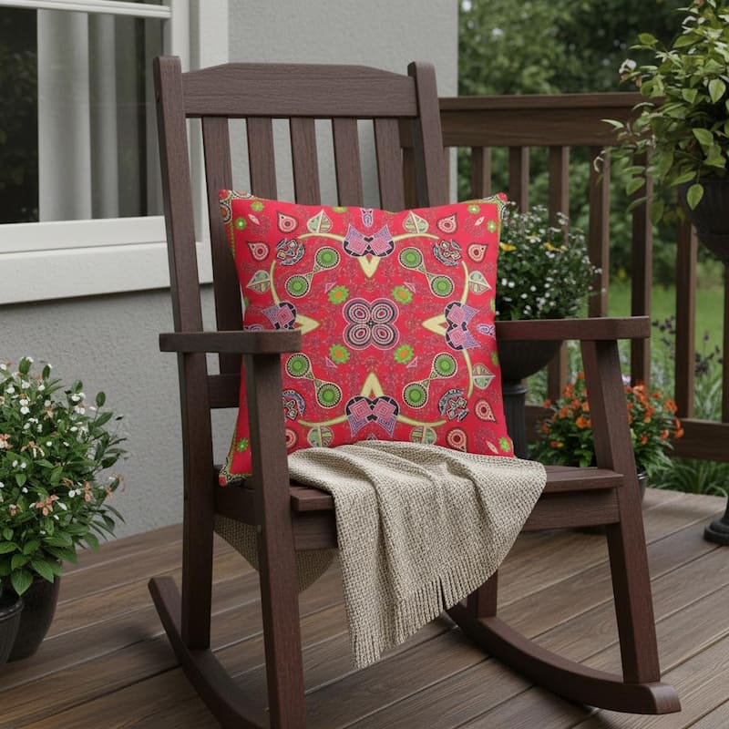 HomeRoots 20" x 20" Red Blown Seam Paisley Indoor Outdoor Throw Pillow - 20.00' X '5.00' X '20.00 - Red - 20.00' X '5.00' X '20.00