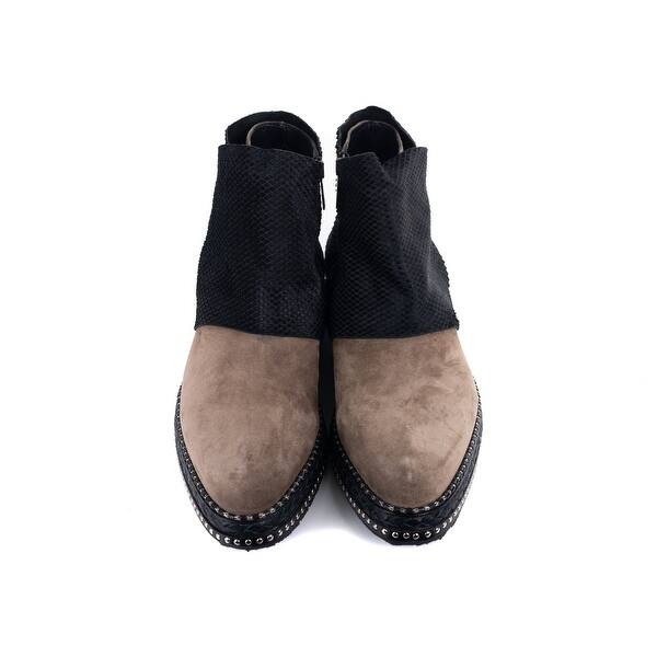 Shop Roberto Cavalli Mens Suede Pony Hair Black Brown Ankle Boots