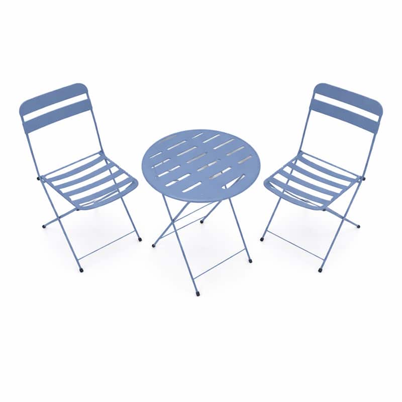 28-in H 3-Piece Metal Folding Bistro Set , Blue