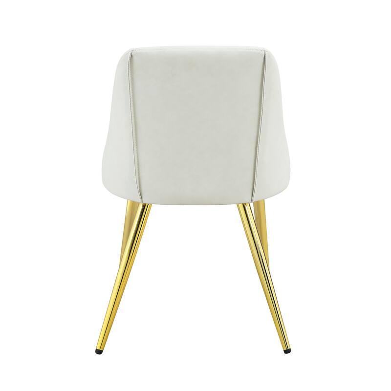 HomeRoots Set of Two White and Gold Upholstered Faux Leather And Metal Dining Side Chairs - 20.00 in. x 33.00 in. x 20.00 in.
