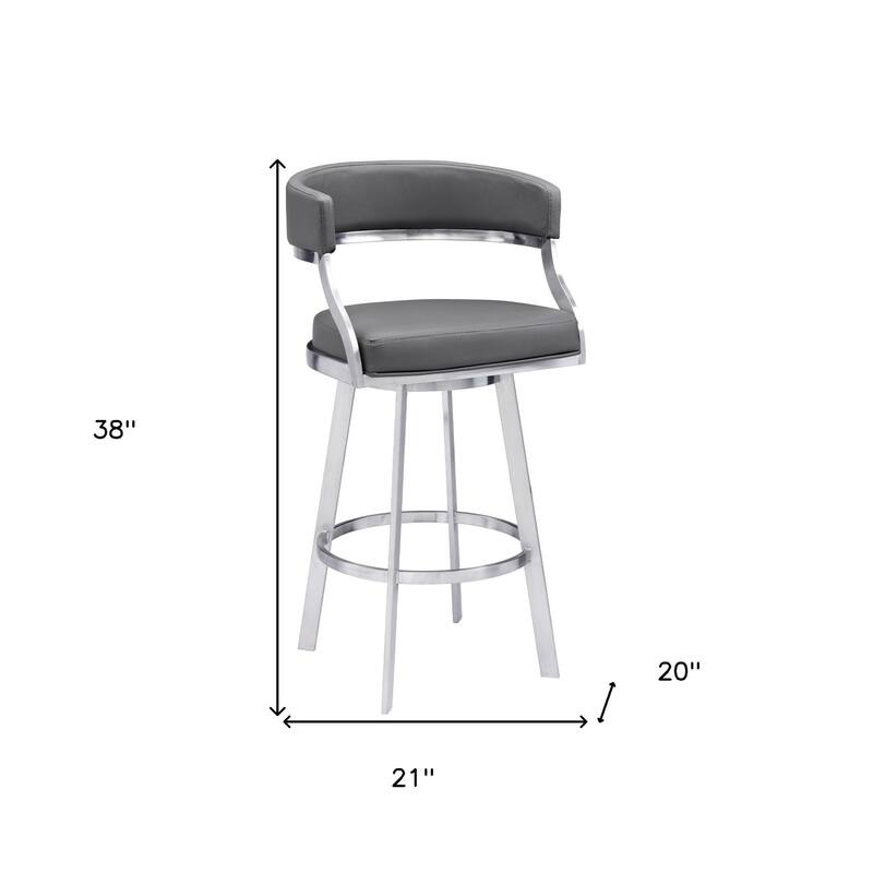 Faux Leather Swivel Bar Stool with Iron Frame, Arms and Footrest