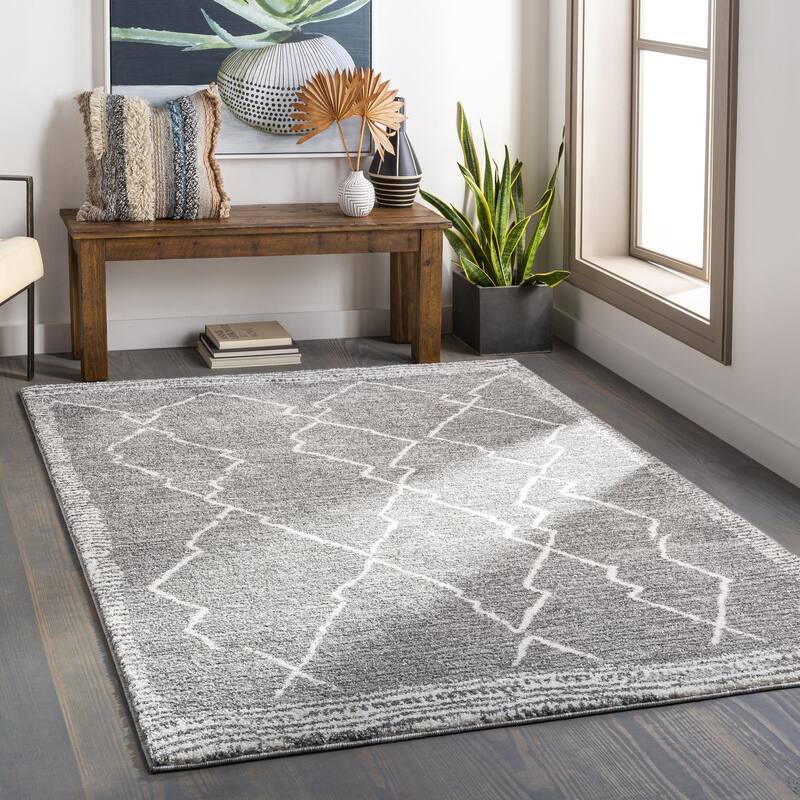 Livabliss Transitional Andorra Tribal Area Rug - 7'10" x 10' - Charcoal