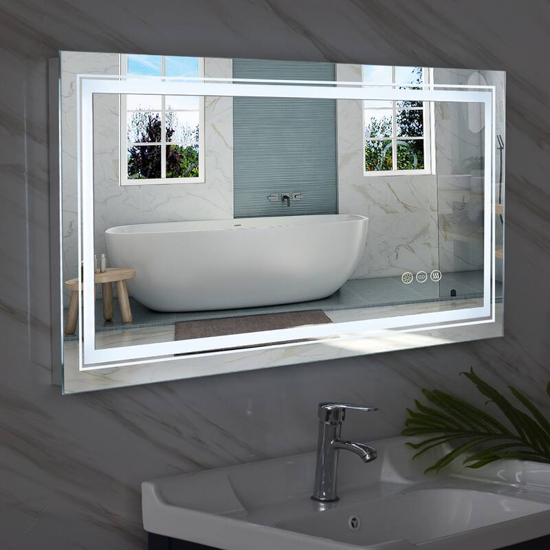 Smart LED Framless Illuminated Bathroom Mirror Anti-Fog Backlit - 42" x 20" - 42" x 20"