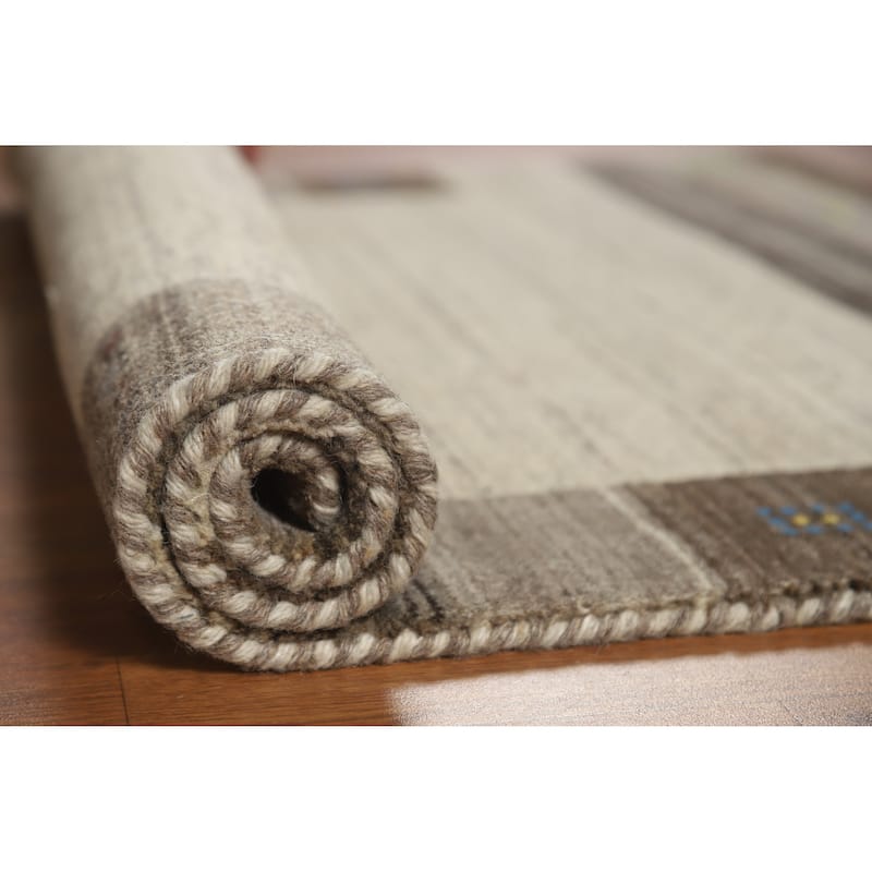 Gabbeh Indian Rug Handmade Tribal Beige Foyer Wool Carpet - 3'1" x 3'11"