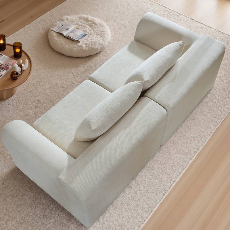 86.6 inch 2 Seater Sofa Cloud Couch Two Layers Deep Seat Chenille Boneless Couch with Armrest Pillow Couches