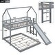 preview thumbnail 4 of 6, Twin over Full House Bunk Bed with Slide & Built-In Ladder