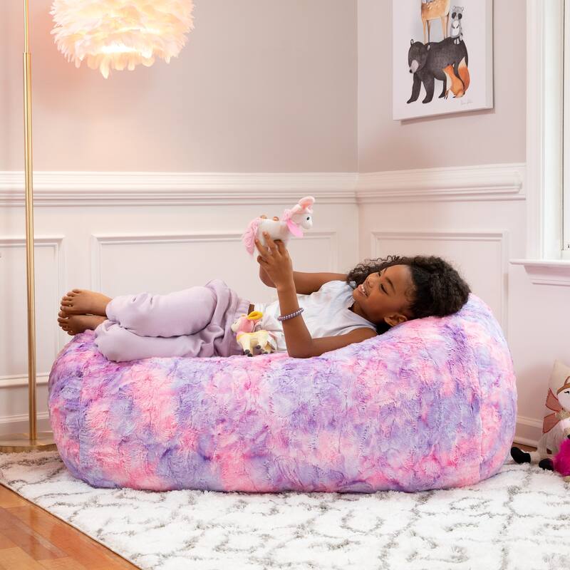 Jaxx 4 Foot Saxx Bean Bag Sofa for Kids, Teens and Young Adults - Faux Fur