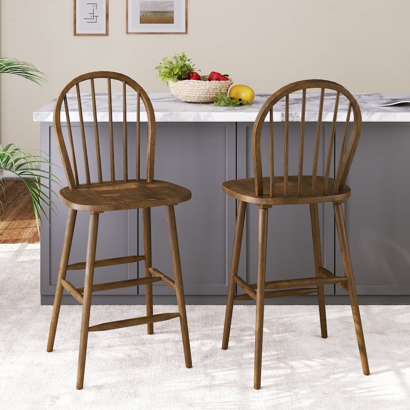 Christopher Knight Home- Clarke Wood Counter Stool Set of 2 - Walnut