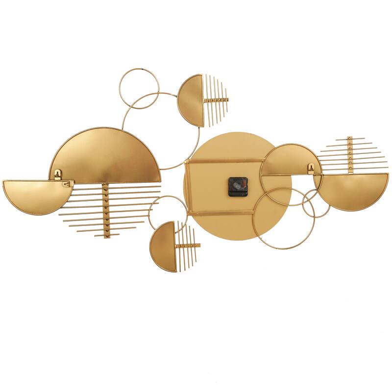 Black Metal Half Moon Geometric Decorative Wall Clock with Adjustable Clock Face