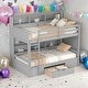 preview thumbnail 15 of 24, Modern Twin Over Twin Bunk Bed With Built-in Shelves Beside Both Upper And Down Bed And Storage Drawer for Bedroom