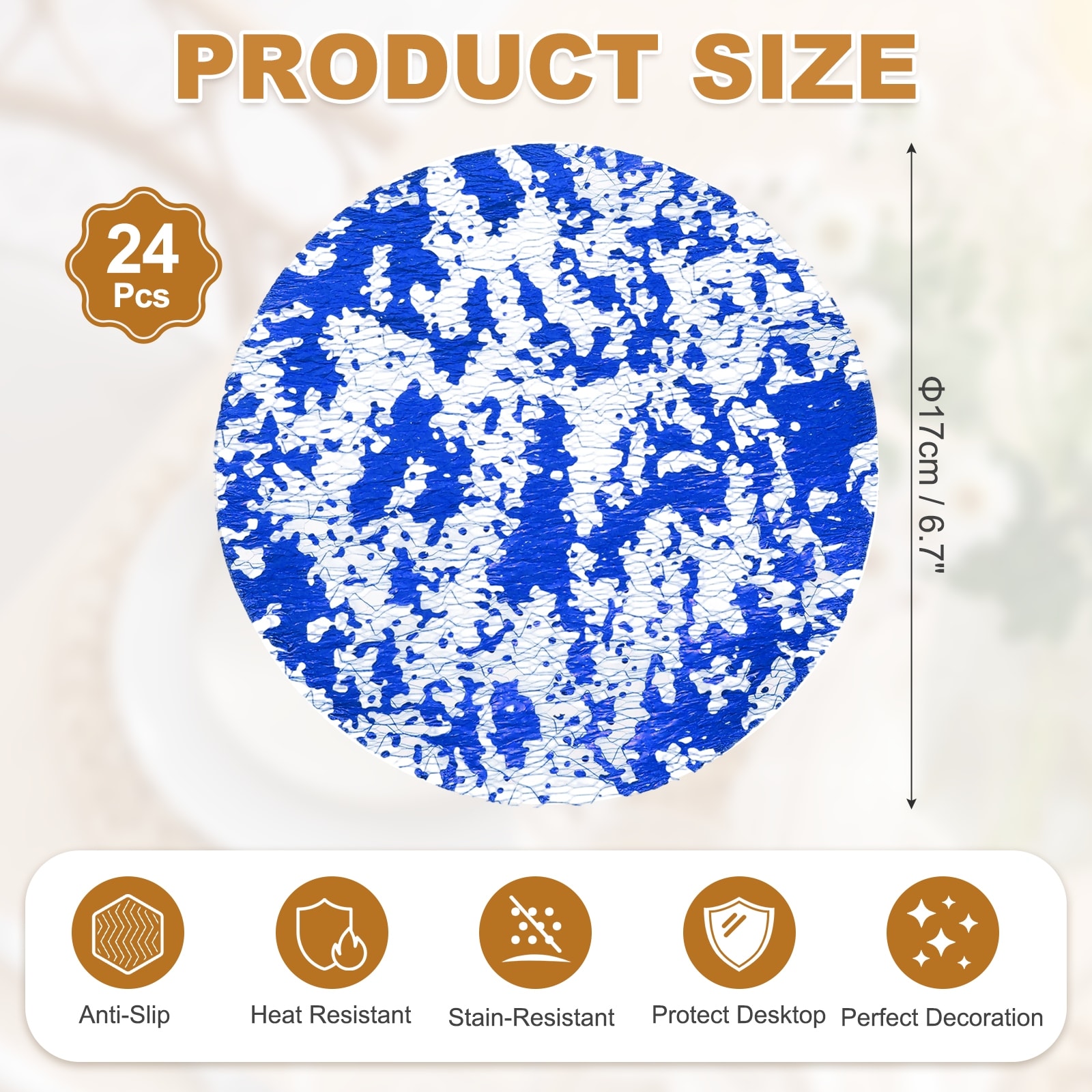 Disposable Round Placemats, Chargers Place Mats Metallic Thin Mesh Table Mates Pressed Foil Table Doilies for Dining