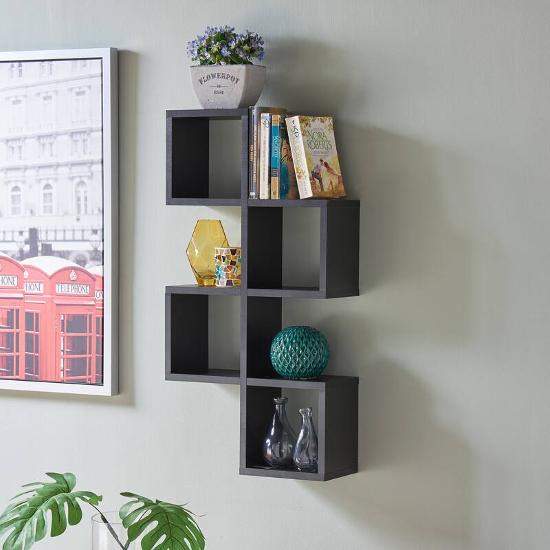 Danya B. Cubby Chessboard Wall Shelf - Horizontal or Vertical - Black