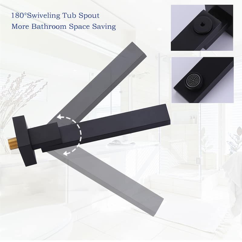 Modland Luxury Wall Mounted Bathtub Faucet With High-pressure Handheld Shower and Tub Spout