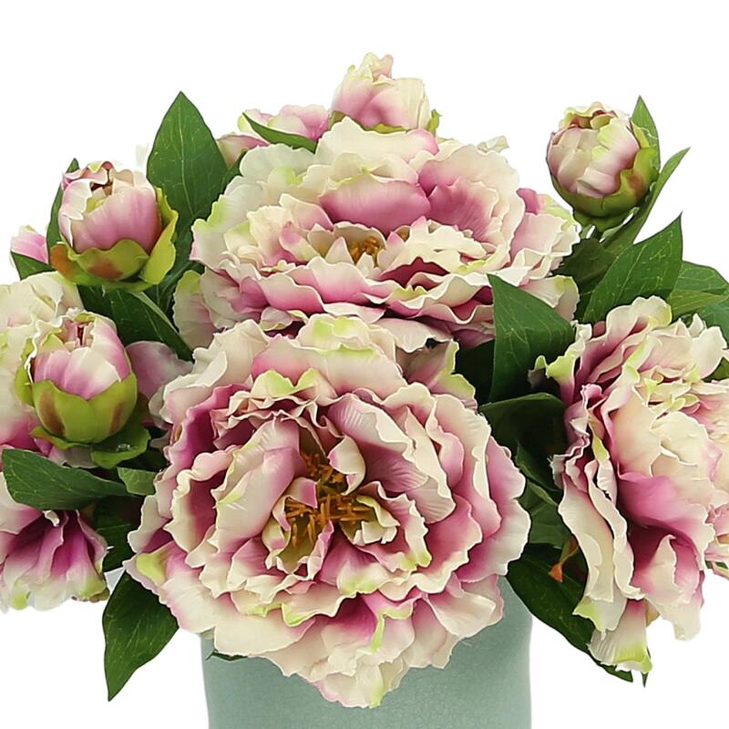 Peony Arrangement in a Ceramic Pot - Pink, Blue