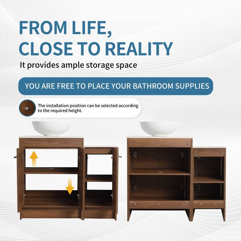 ARTCHIRLY 24/36/48/60 Inch Bathroom Vanity with Sink, Freestanding Bathroom Vanity with Soft Close Door and Shelf